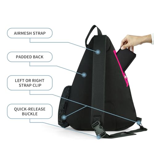 Mangrove Pickleball Bag for Women, Pickleball Backpack Adjustable Sling Bag with Fence Hook, Upgraded Capacity, Safety Pocket, Water Bottle Holder - 2026 Design Pickle Ball Paddle Bags (Pink) - Image 4