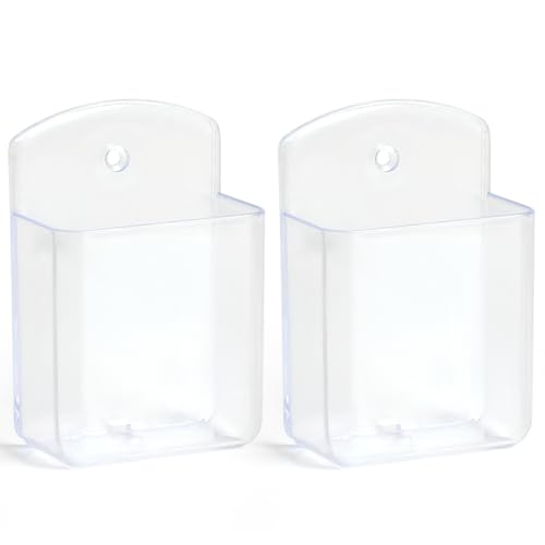 SIBRANT 2 Pcs Remote Control Holder Wall Mount, TV Controller Holder, Self Adhesive Remote Holder, Wall Pen Holder Storage Accessories for Home Office School（Clear） - Image 1
