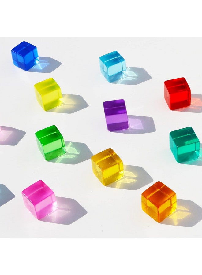 Candywood Rainbow Acrylic Gem Cubes Blocks Children Educational Sensory Training Crystal Toys Baby Learn Color Light Shadow Stacking Toys (30-Pcs) - Image 5