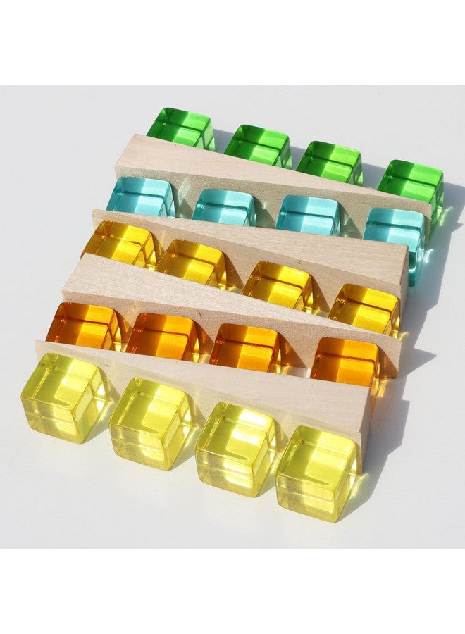 Candywood Rainbow Acrylic Gem Cubes Blocks Children Educational Sensory Training Crystal Toys Baby Learn Color Light Shadow Stacking Toys (30-Pcs) - Image 2
