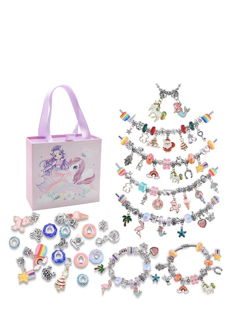 Charm Bracelets Making Kit for Girls, 99 Pieces of Jewelry Making Set with Jewelry Box, DIY Jewelry Making Toy Gift Set, Suitable for Girls 6-12 Years Old  - Image 1