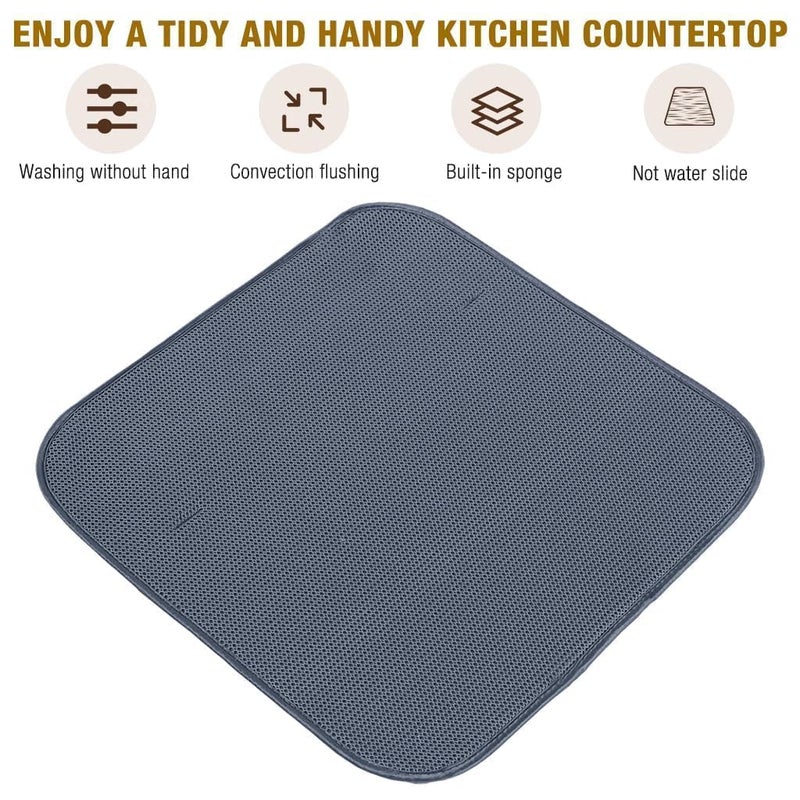 JOLYMIT Premium Rack and Microfiber Dish Drying Mat with Plate Holder Stand for Plates Bowls Utensils Sink Drying Rack Bowls Utensils Sink Drying Rack Multi Color 1 Pcs - Image 5