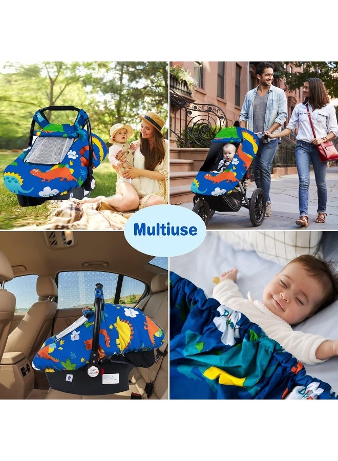 SMTTW Baby Car Seat Covers, Infant Car Canopy for Spring Summer Autumn Winter, Universal Fit, Snug Warm Breathable, Car Seat Canopy for Boys Girls (Dinasour) - Image 3