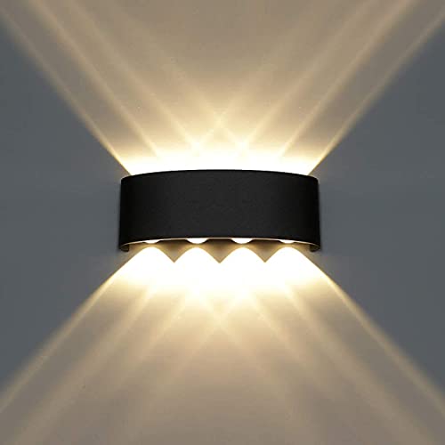 FILLISKA Aluminium LED Indoor/Outdoor Up Down Wall Light Warm White, IP-65 Waterproof & Shockproof Body(2 Year Warranty) (MattBlack 4up + 4down) - Image 1