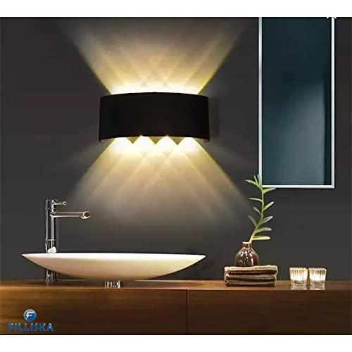 FILLISKA Aluminium LED Indoor/Outdoor Up Down Wall Light Warm White, IP-65 Waterproof & Shockproof Body(2 Year Warranty) (MattBlack 4up + 4down) - Image 5