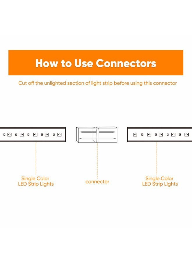 Shine Decor Connecting Parts Kit of 2 Connection Wire Cables & 1 Connector with Pin for 6x10mm Single Color LED Strip Lights Only - Image 4