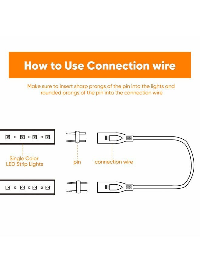 Shine Decor Connecting Parts Kit of 2 Connection Wire Cables & 1 Connector with Pin for 6x10mm Single Color LED Strip Lights Only - Image 3
