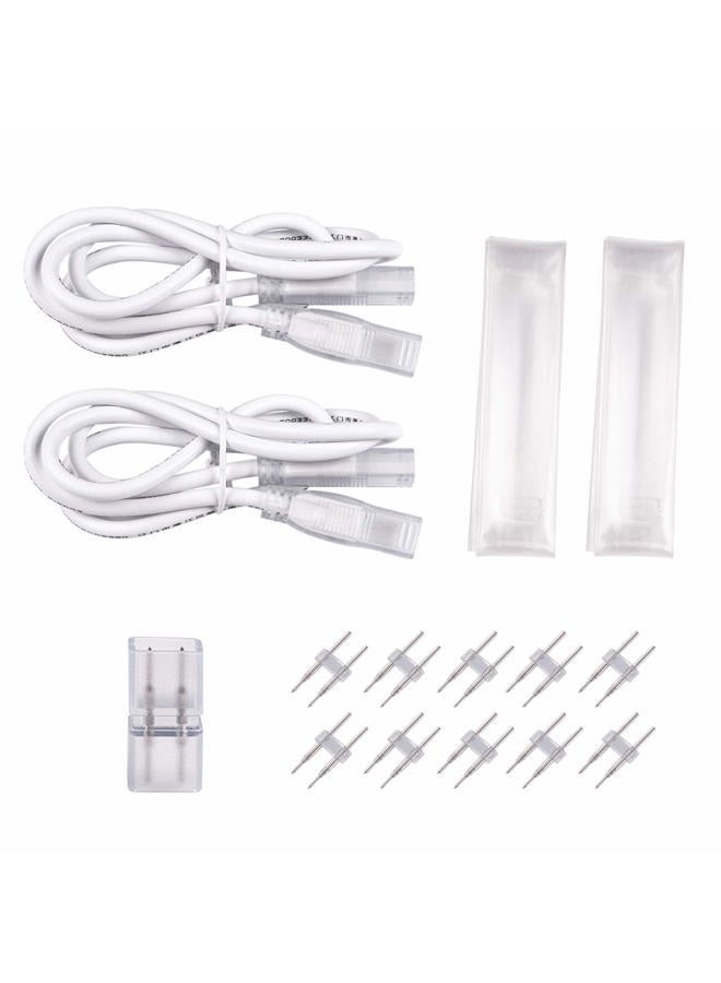 Shine Decor Connecting Parts Kit of 2 Connection Wire Cables & 1 Connector with Pin for 6x10mm Single Color LED Strip Lights Only - Image 1