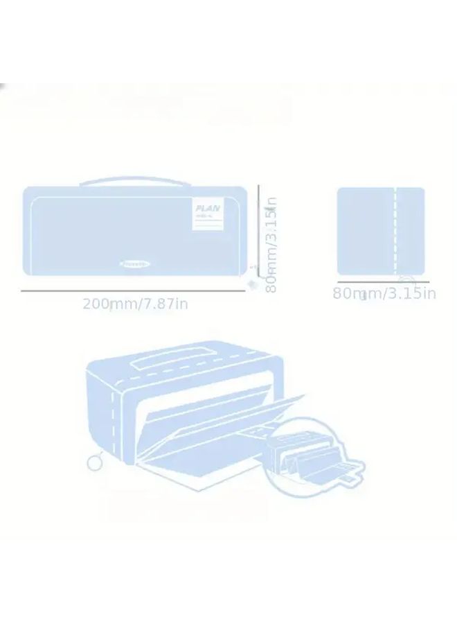 Black Expandable Korean Pencil Case Large Capacity Durable Canvas Organizer Compartments - Image 2