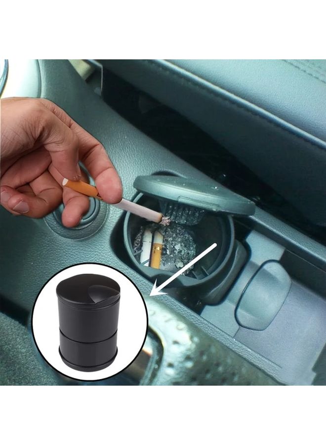 1pc Leakproof Car Ashtray With Lid Fire Resistant ABS Activated Carbon Filter Smoke Odor Control - Image 3
