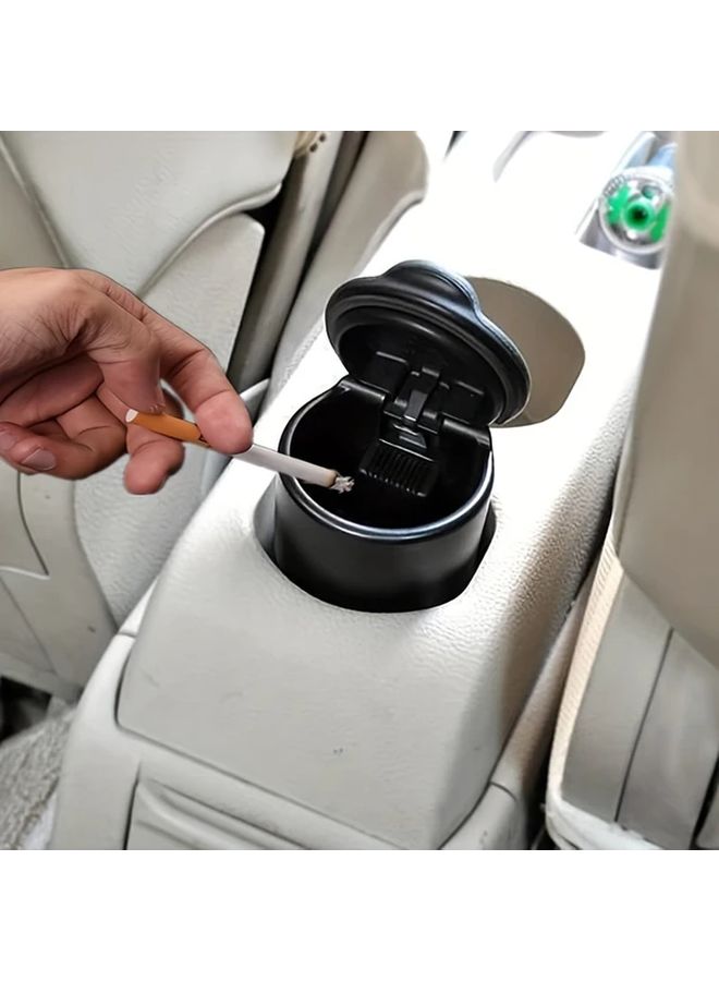 1pc Leakproof Car Ashtray With Lid Fire Resistant ABS Activated Carbon Filter Smoke Odor Control - Image 4