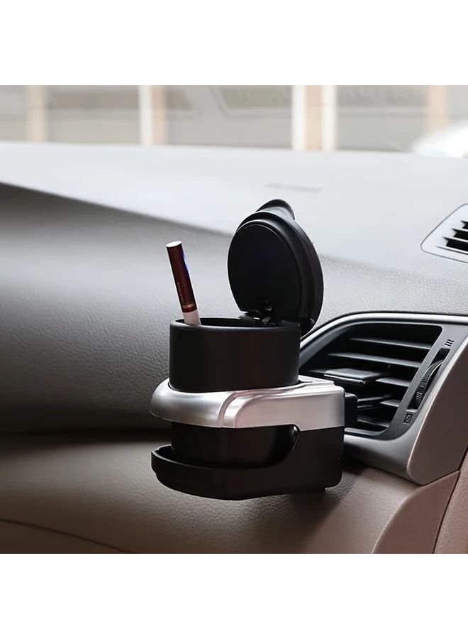 1pc Leakproof Car Ashtray With Lid Fire Resistant ABS Activated Carbon Filter Smoke Odor Control - Image 1