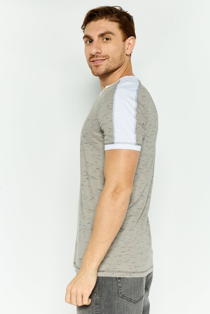 Company Eighty One Men V-Neck Short Sleeve Heather T-Shirt, Grey Combo - Image 3