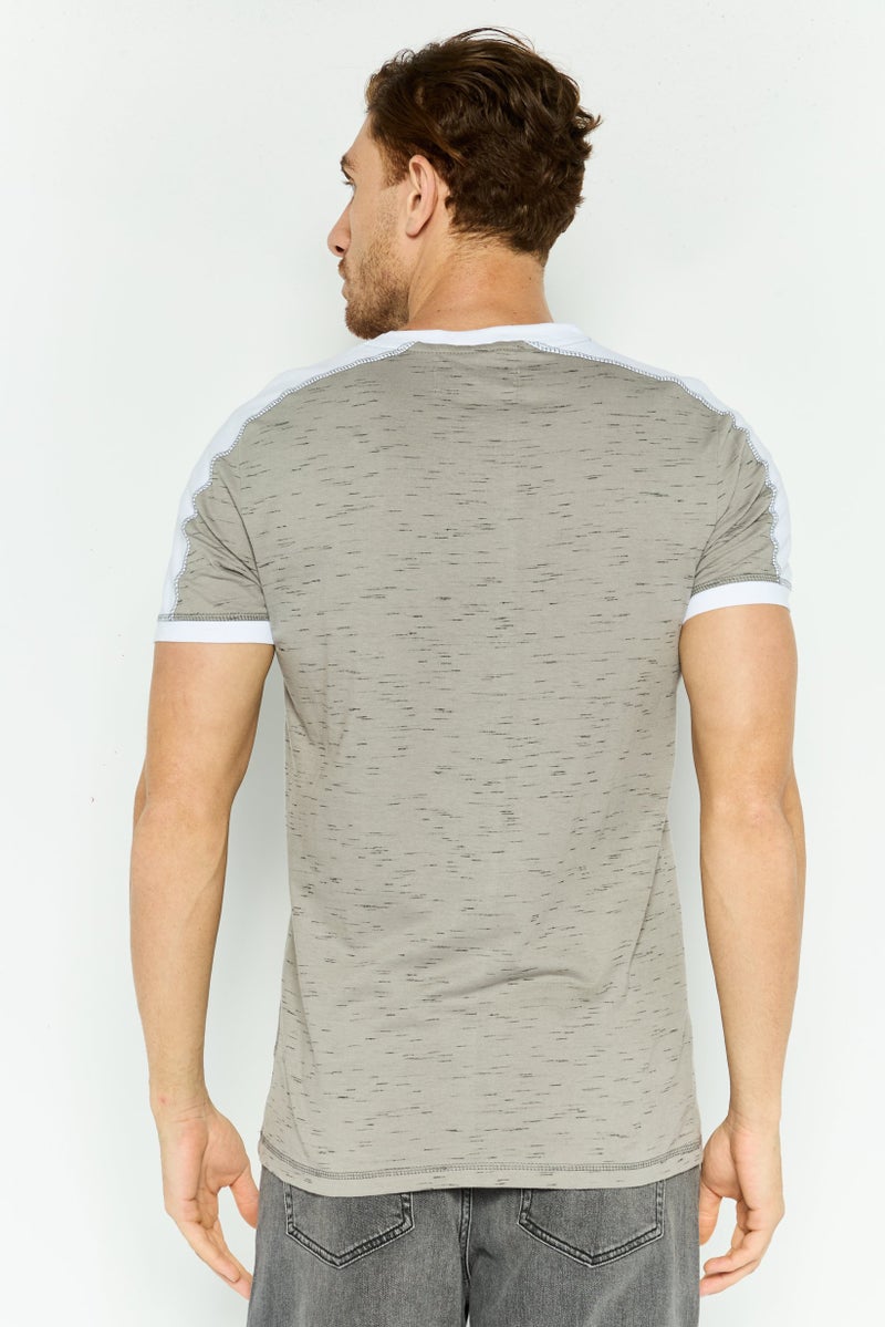 Company Eighty One Men V-Neck Short Sleeve Heather T-Shirt, Grey Combo - Image 4