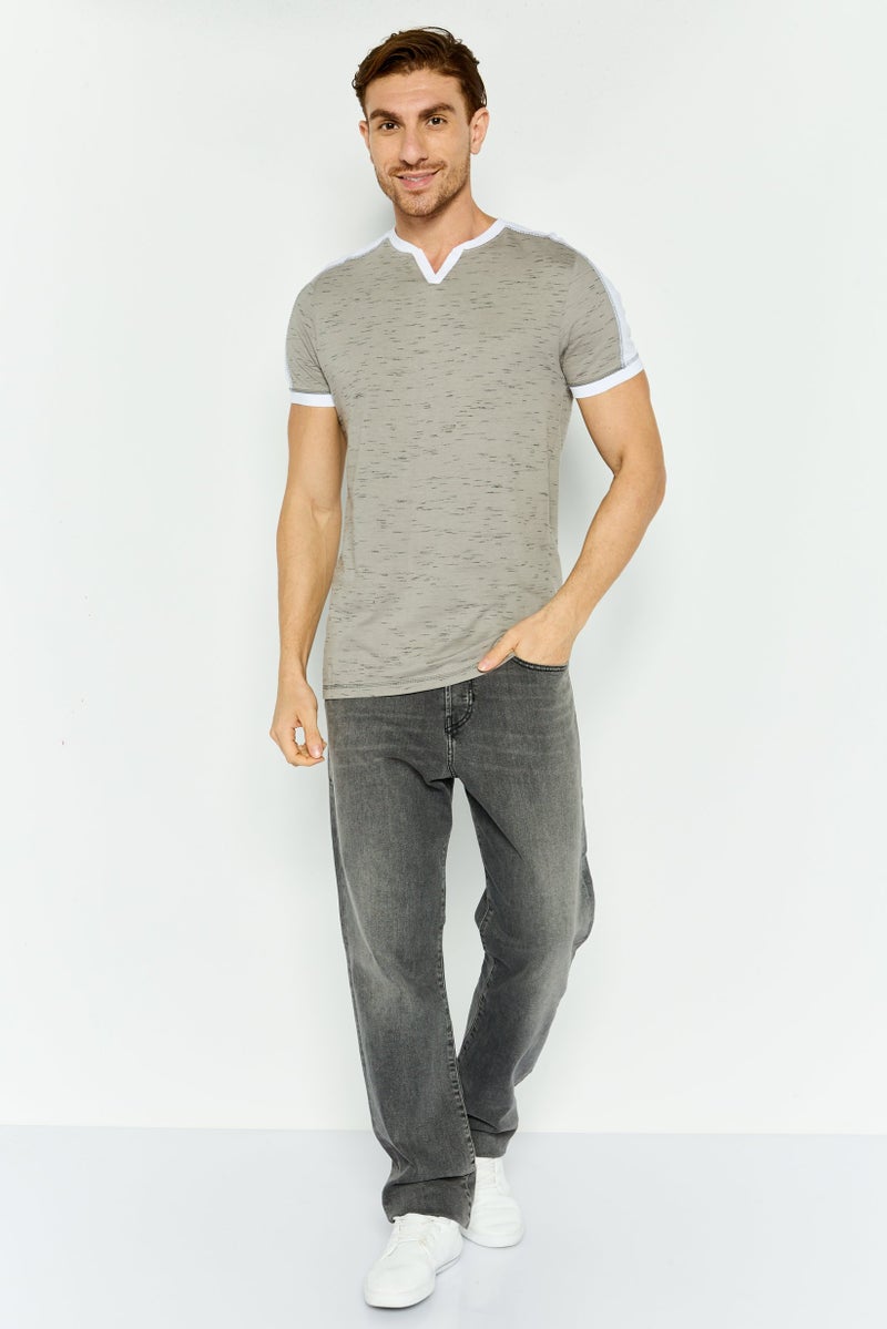 Company Eighty One Men V-Neck Short Sleeve Heather T-Shirt, Grey Combo - Image 2
