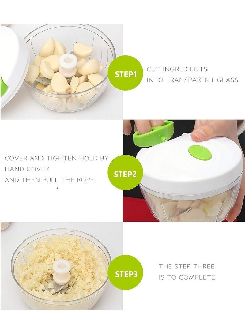 مفرمة مطبخ يدوية بحبل سحب - تقطيع سريع وفعال للحوم والبصل والثوم والخضراوات - Image 3