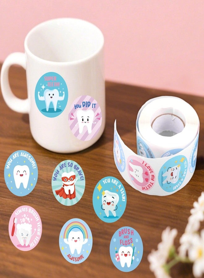 Penitue 1000pcs Dental Stickers, 1.5in Round Cute Dentist Decals Tooth Fairy Stickers Reward Prize for Kids Fun Dental Decorations for Notebook Laptop Water Bottle (Style 2) - Image 3