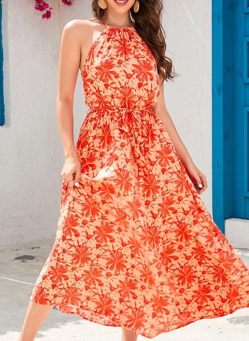 يونيكي Pink Floral Prints Dress