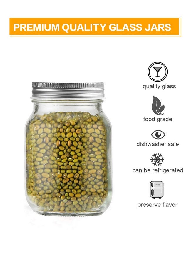 Rainforce 16 oz Mason Jars With Lids Regular Mouth 15 Pack-16 oz Glass Jars with Lids,Bulk Pint Clear Glass Jars For Meal Prep, Food Storage With 20 Labels (Silver Lids) - Image 2