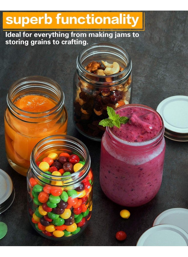 Rainforce 16 oz Mason Jars With Lids Regular Mouth 15 Pack-16 oz Glass Jars with Lids,Bulk Pint Clear Glass Jars For Meal Prep, Food Storage With 20 Labels (Silver Lids) - Image 4