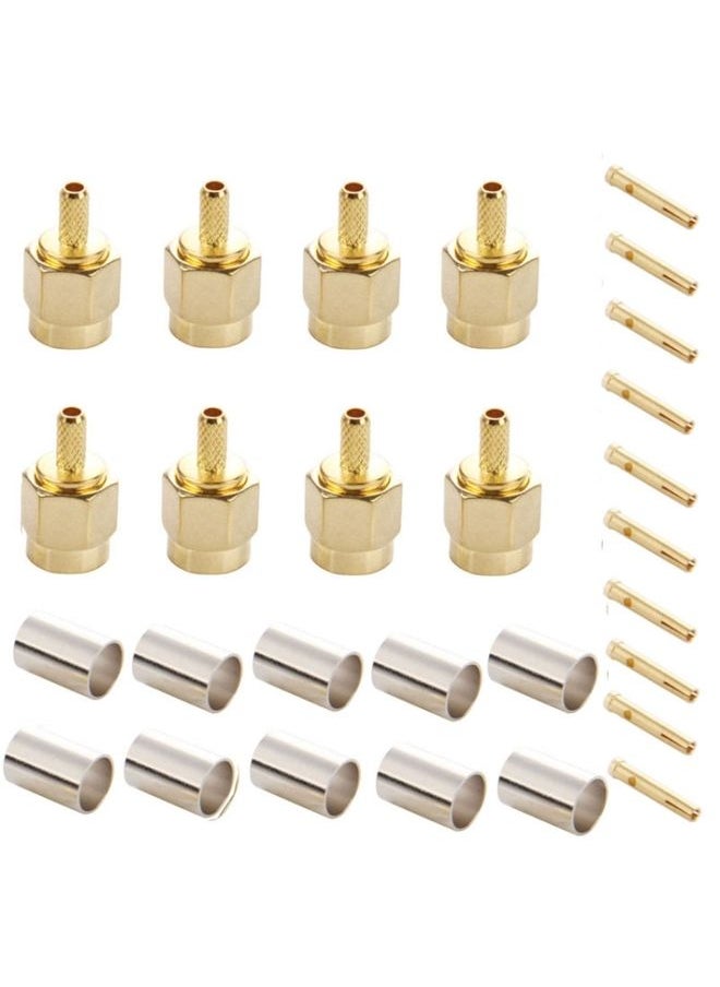 BURAQ 10 PCS Gold Plated Crimp RP-SMA Male Plug Pin RF Connector Adapter  - Image 1