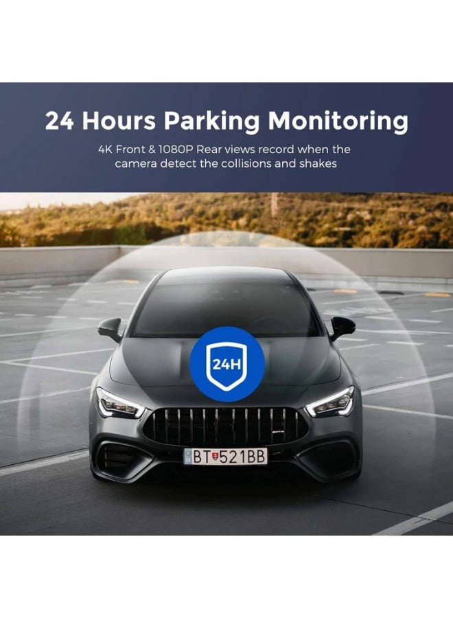 4K Dual Dash Cam Front and Rear WiFi Car Camera with Night Vision WDR Loop Recording Parking Mode Gray - Image 5
