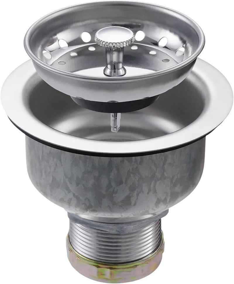 Zm Kitchen Sink Stainless Steel Deep Locking Basket Strainer with Drain Assembly, 3-1/2 Inch Sink Drain Stopper Plug - Image 1
