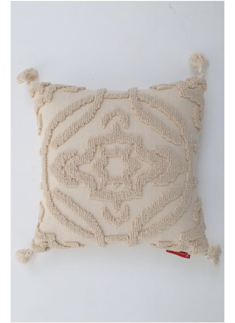 Ramsha Natural Color Cotton Home Decor Tassel Cushion with Filler for Bedroom – CS 330  - Image 2