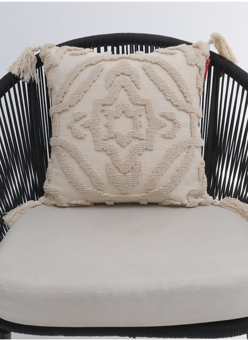 Ramsha Natural Color Cotton Home Decor Tassel Cushion with Filler for Bedroom – CS 330  - Image 5