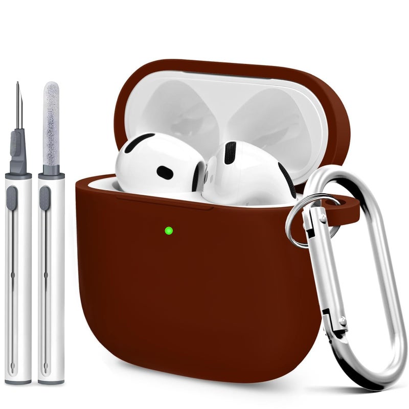 Woyinger for Airpods 4th Case Cover, Come with Cleaner Kit,Soft Skin Silicone Case Cover with Keychain, Full Protective Case for Men and Women, Compatible with AirPods 4th Generation Case,Wine Red - Image 1