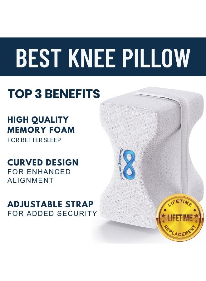 Everlasting Comfort Memory Foam Knee Pillow for Side Sleepers - Sciatica Pain Relief Pillow, Adjustable Strap Support - Leg Pillows for Sleeping Alignment, Knees, Back & Hip Cushion - Image 2