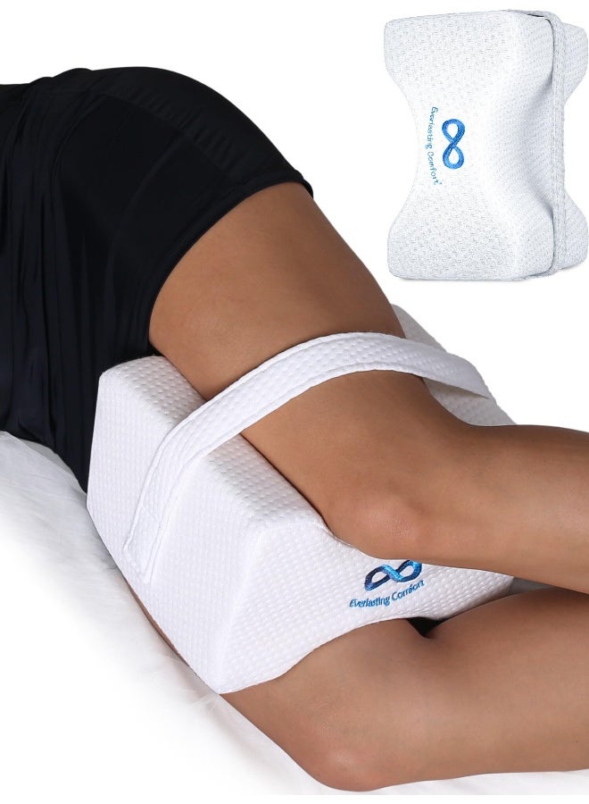 Everlasting Comfort Memory Foam Knee Pillow for Side Sleepers - Sciatica Pain Relief Pillow, Adjustable Strap Support - Leg Pillows for Sleeping Alignment, Knees, Back & Hip Cushion - Image 1
