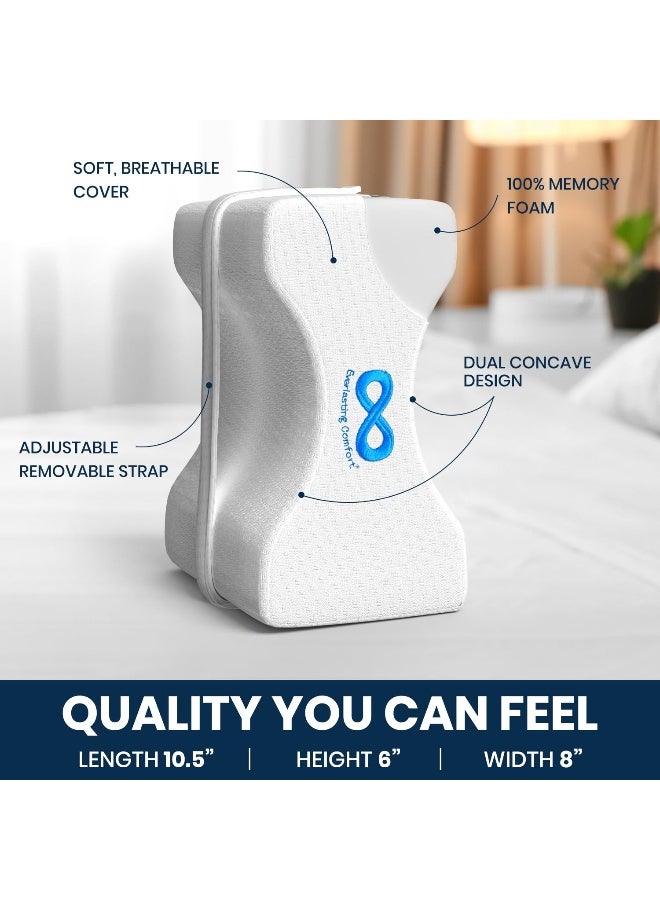 Everlasting Comfort Memory Foam Knee Pillow for Side Sleepers - Sciatica Pain Relief Pillow, Adjustable Strap Support - Leg Pillows for Sleeping Alignment, Knees, Back & Hip Cushion - Image 5