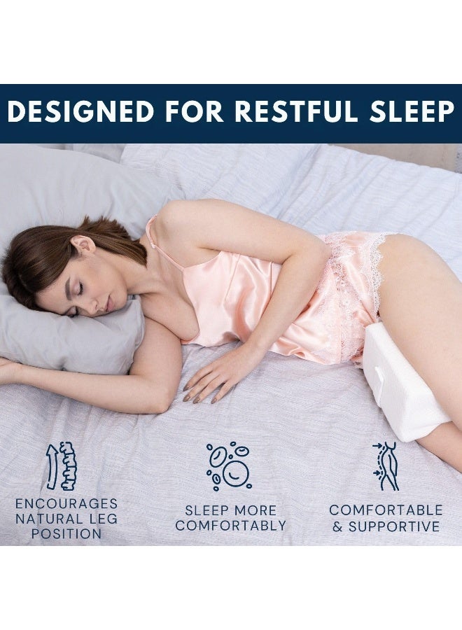 Everlasting Comfort Memory Foam Knee Pillow for Side Sleepers - Sciatica Pain Relief Pillow, Adjustable Strap Support - Leg Pillows for Sleeping Alignment, Knees, Back & Hip Cushion - Image 3