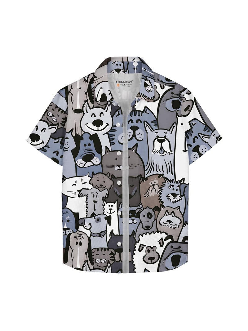 HELLCAT Light Blue Trendy Regular Fit Printed Causal Shirt for Boys/Light Blue/15-16 Years - Image 1