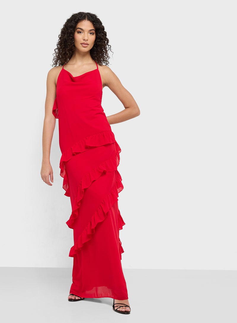 Ginger Halter Ruffled Maxi Dress  - Image 1