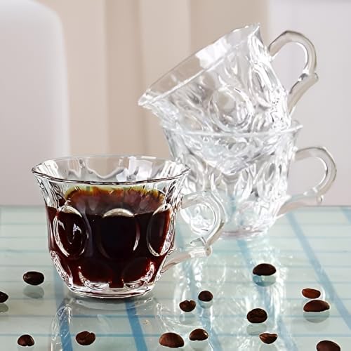Mevanta Premium Glass Tea and Coffee Cup 200ML Set of 6 Transparent Glass Cups Set for Milk Cup, Hot/Cold Drinks Cups, Herbal Tea, Green Tea, Lemon Tea Cup Set for Ideal Gift Uses (6, BX-13) - Image 2