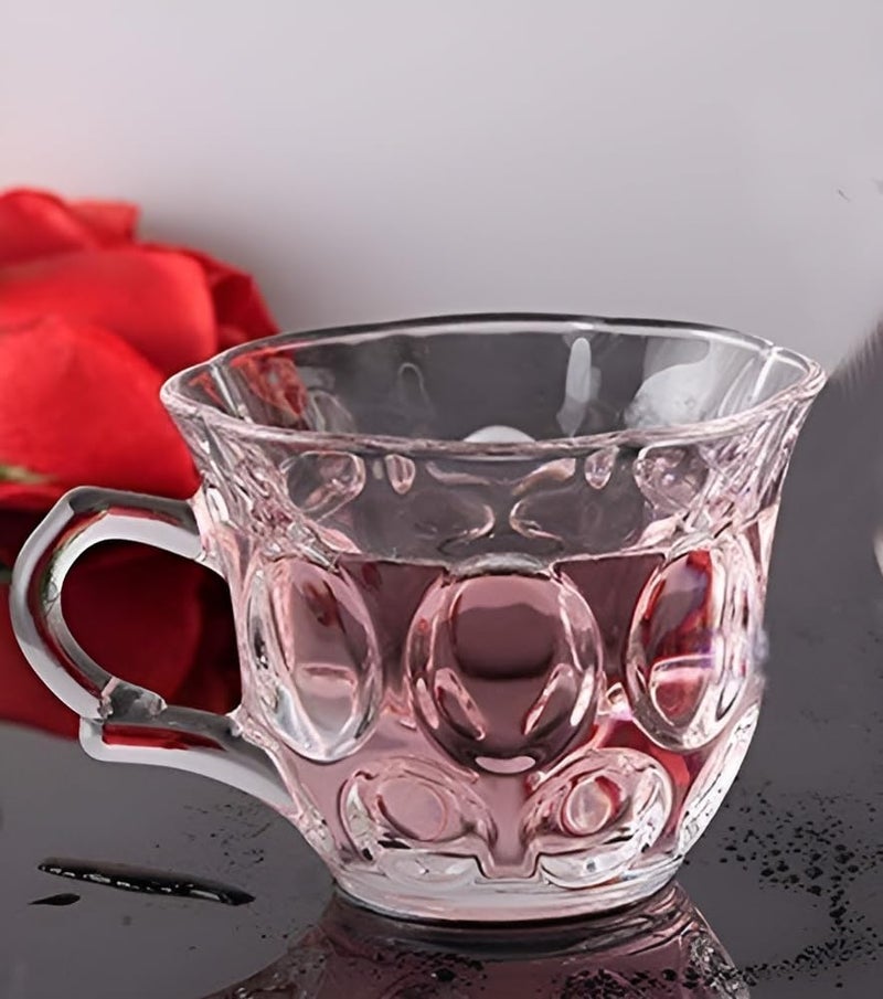 Mevanta Premium Glass Tea and Coffee Cup 200ML Set of 6 Transparent Glass Cups Set for Milk Cup, Hot/Cold Drinks Cups, Herbal Tea, Green Tea, Lemon Tea Cup Set for Ideal Gift Uses (6, BX-13) - Image 1