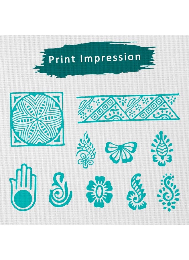 Hashcart Wooden Stamp Block, Printing Stamp Design Set | Block for Printing Saree Border | Dresses, Craft Card Making, Scrapbook, Clay Pottery | Set of 10