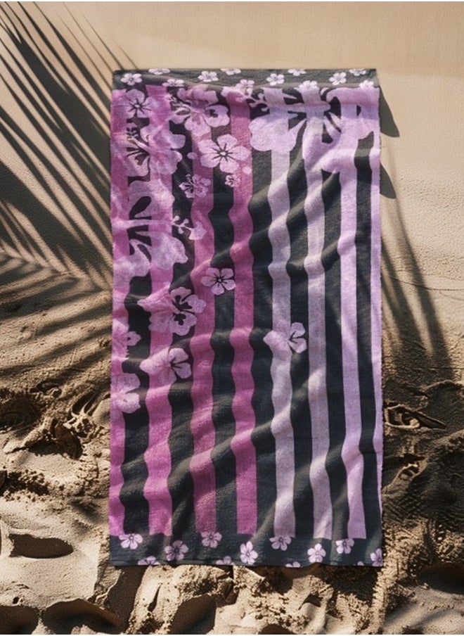 snooze Snooze Beach towel, 170*90 cm, pink flower design  - Image 2