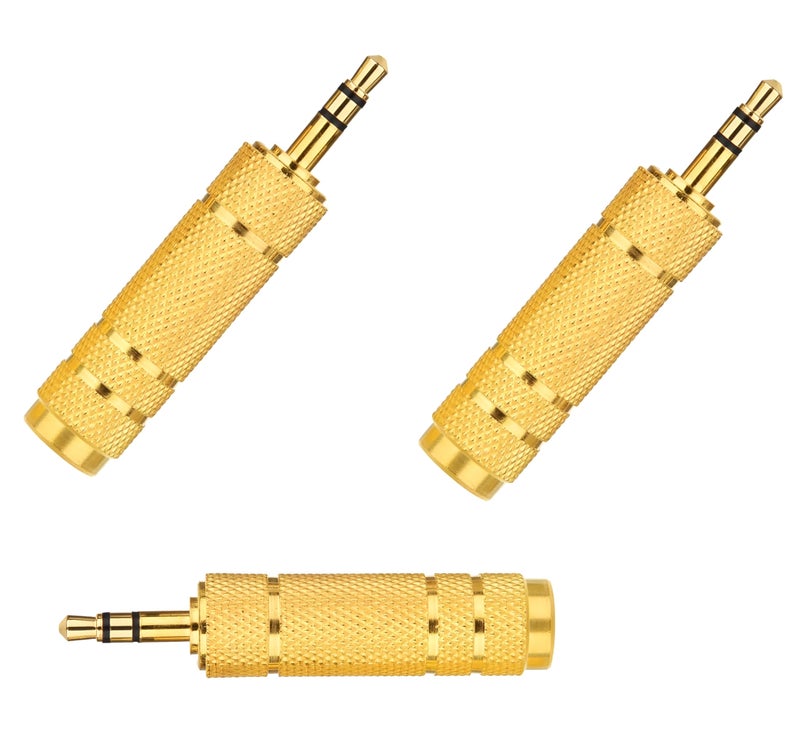 KNEUTRIX 3.5mm Male to 6.35mm Female Stereo Adapter, (3 Pieces) 3.5mm (1/8 inch) Plug to 6.35mm (1/4 inch) Jack Stereo Adapter for Conversion Headphone - Image 1