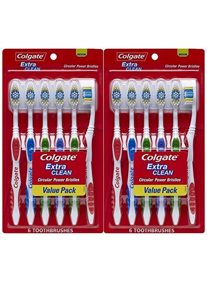 كولجيت فرشاة أسنان كولجيت إكسترا كلين كاملة الرأس، متوسطة، 12 قطعة (قد يختلف الطراز)