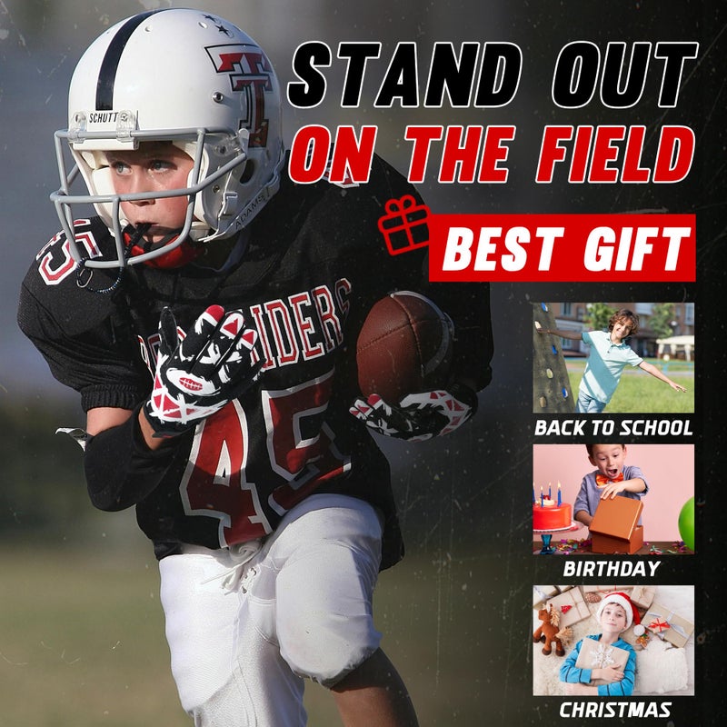 AIGEVTURE Youth Football Gloves Kids Receiver Sticky Football Gloves Boys Girls Black M - Image 2