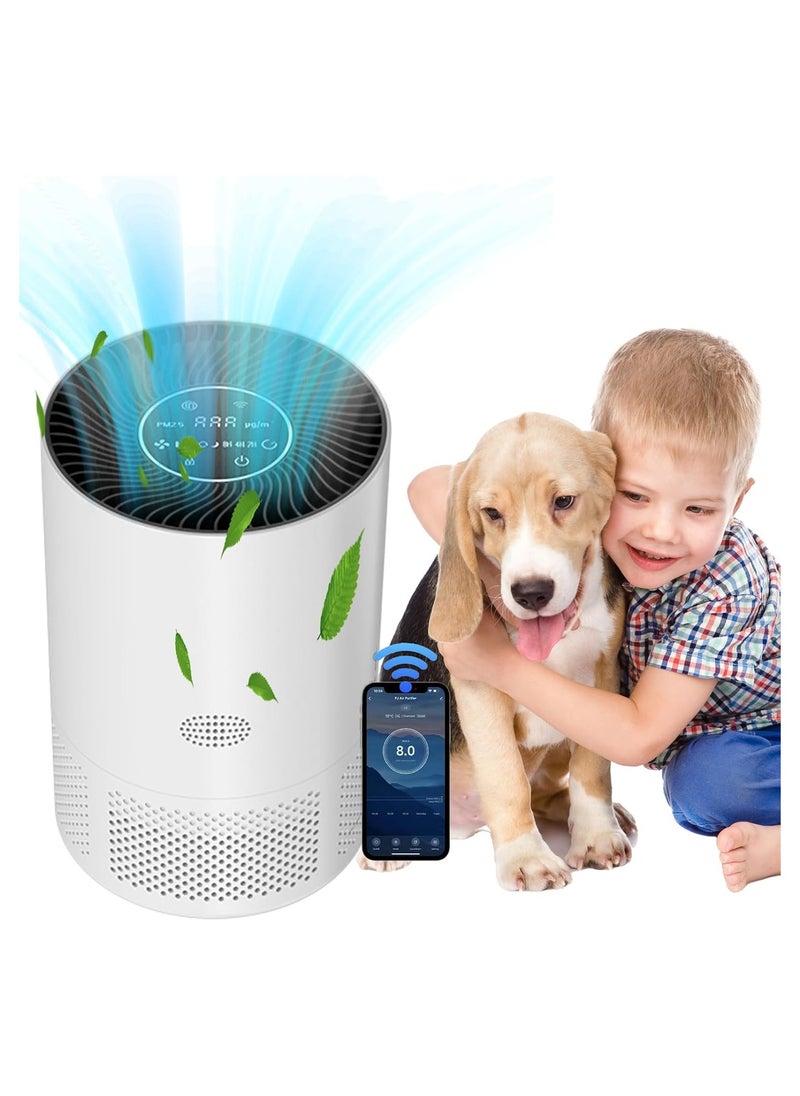 جوشبيرغ أجهزة تنقية الهواء لغرفة النوم مع مؤقت تحكم في تطبيق Alexa وواي فاي/منظف تنقية الهواء مع ضوء جودة الهواء PM 2.5، جهاز تنقية الهواء الذكي للمنزل والغرف الكبيرة حتى 382 قدمًا مربعًا، H13 True HEPA للحيوانات الأليفة  - Image 1