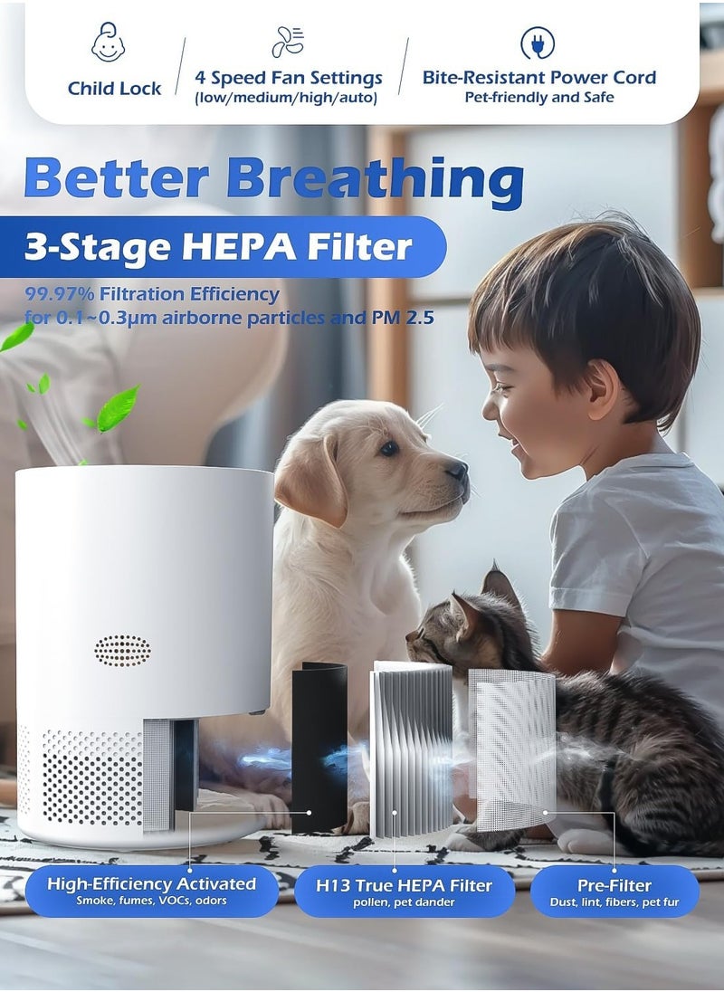 جوشبيرغ أجهزة تنقية الهواء لغرفة النوم مع مؤقت تحكم في تطبيق Alexa وواي فاي/منظف تنقية الهواء مع ضوء جودة الهواء PM 2.5، جهاز تنقية الهواء الذكي للمنزل والغرف الكبيرة حتى 382 قدمًا مربعًا، H13 True HEPA للحيوانات الأليفة  - Image 4