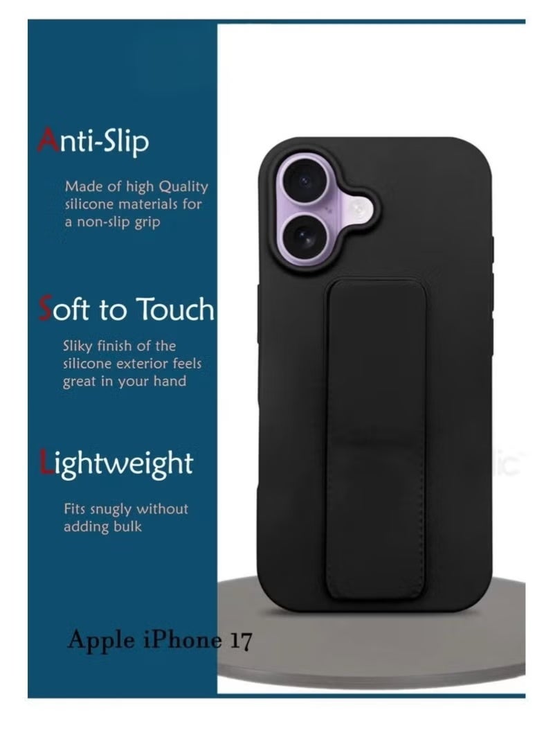 JAJEEK Slim & Durable Apple iPhone 17 Case Cover with Built-In Magnetic Hand Grip – 3-in-1 Shock-Absorbent Protective Phone Case in Classic Black Featuring Secure Handling Grip, Stand Function & Enhanced Protection – Perfect Fit for iPhone 17 - Image 2