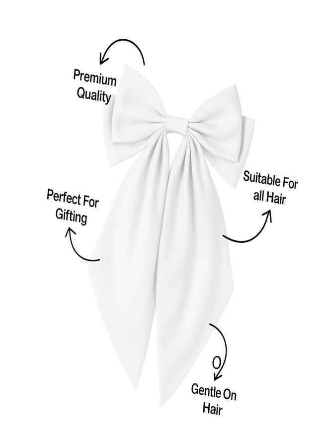 ANNACREATIONS ANNA CREATIONS8 Pcs Large Satin Bow Hair Barrette Clips for Women & Girls - Strong Hold, Long Tail Hair Accessories for Parties, Weddings Wear & Gifting (Multicolor) - Image 4
