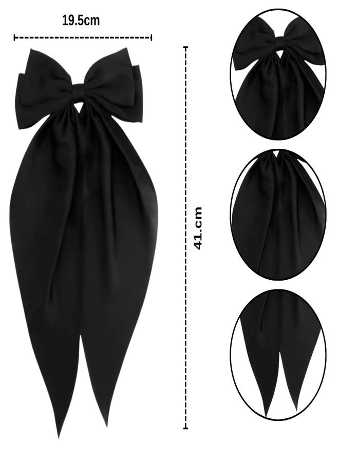 ANNACREATIONS ANNA CREATIONS8 Pcs Large Satin Bow Hair Barrette Clips for Women & Girls - Strong Hold, Long Tail Hair Accessories for Parties, Weddings Wear & Gifting (Multicolor) - Image 2