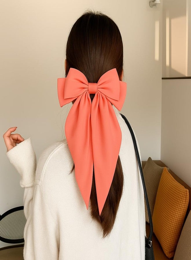 ANNACREATIONS ANNA CREATIONS8 Pcs Large Satin Bow Hair Barrette Clips for Women & Girls - Strong Hold, Long Tail Hair Accessories for Parties, Weddings Wear & Gifting (Multicolor) - Image 3