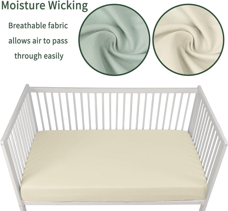 GUNTAIL Baby Crib Sheets for Boys Girls 2 Pack Fitted Crib Sheet for Standard Crib and Toddler Mattress Soft Microfiber Baby Sheet 52x28x8in Brown  Green - Image 4
